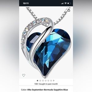 LEAFAEL Necklace with precious Austrian birthstone crystal pendant. Brand new